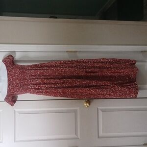 Vicabo  red floral print smocked upper off the shoulder dress Sz M NW7T